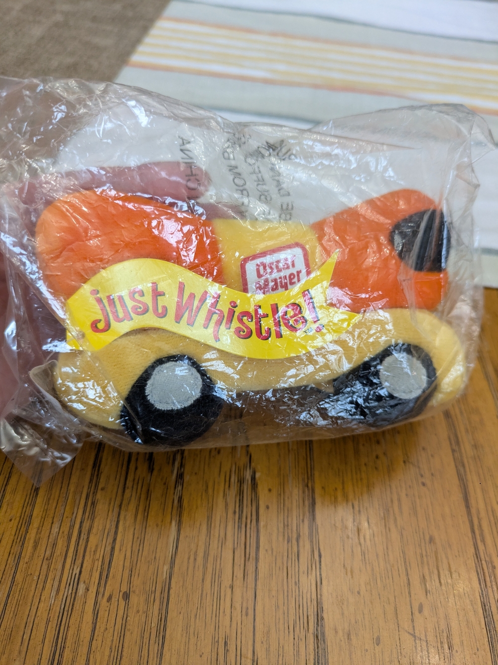 New Vintage Just Whistle! Orange & Yellow Plush Beanie Toy Car by Oscar Mayer